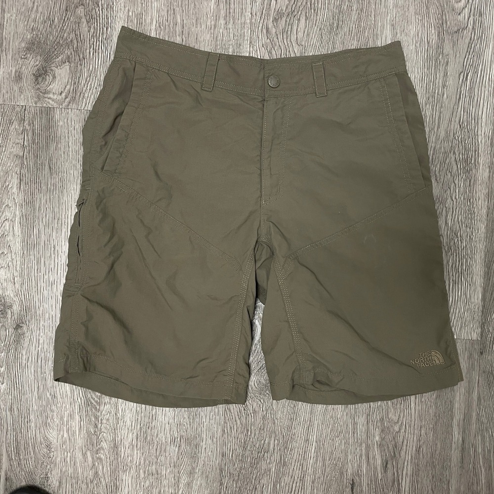 North Face Shorts Mens 34 Green Nylon Ripstop Hiking Cargo Trail Workwear Golf